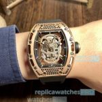 Grade Replica Richard Mille RM 052 Rose Gold Bezel Black Rubber Watchband Watch